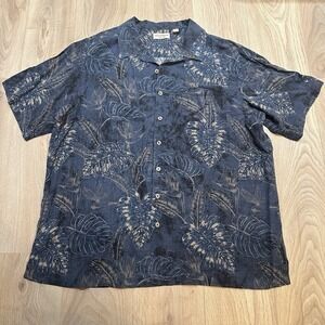Caribbean Pure Silk Blue Hawaiian Shirt Button Down Camp Mens Sz 3XLT Floral